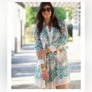 Anthro Maeve Jungle Print Long Sleeve Shirt Dress Size 12